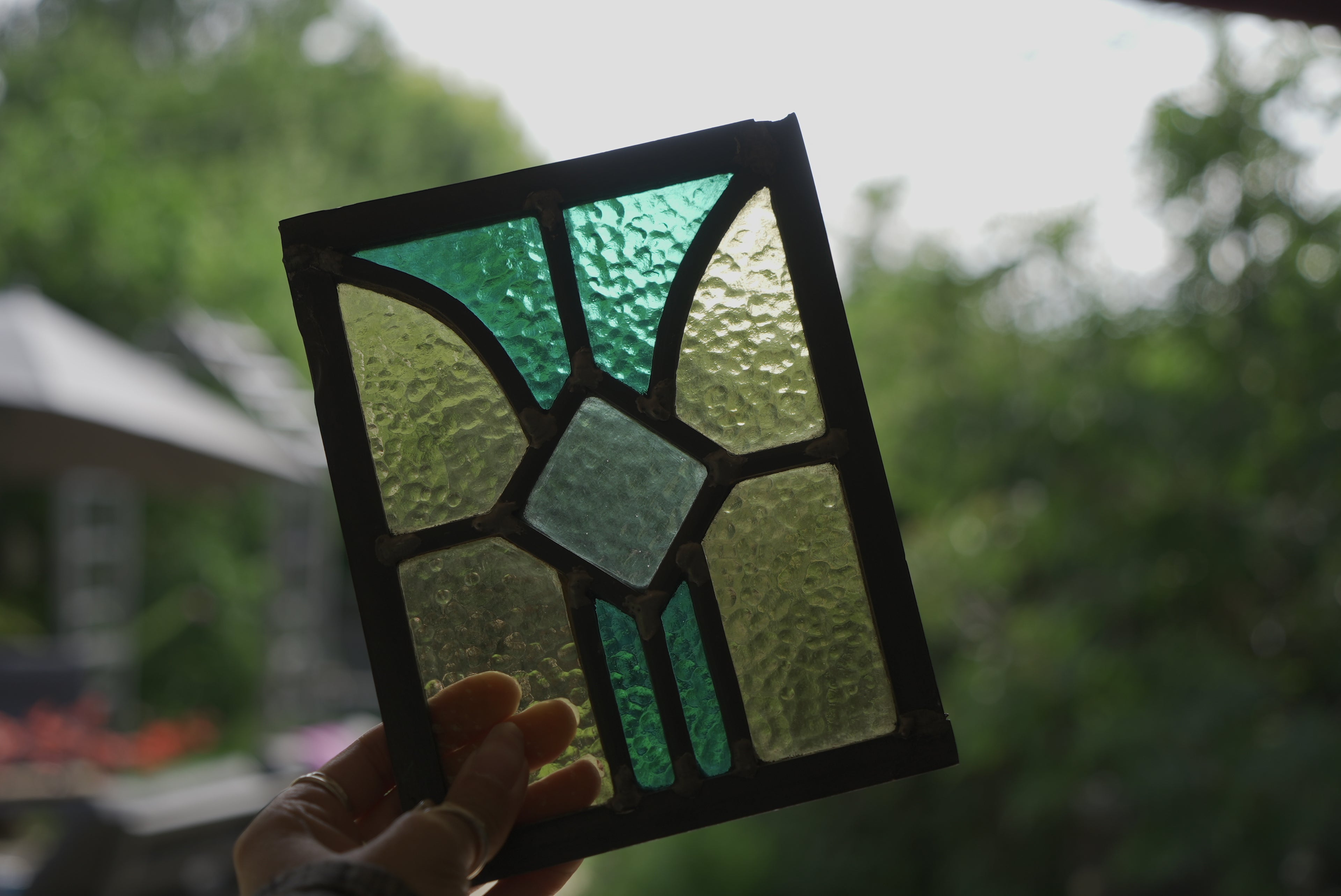 Stained Glass Panel Blue and Yellow